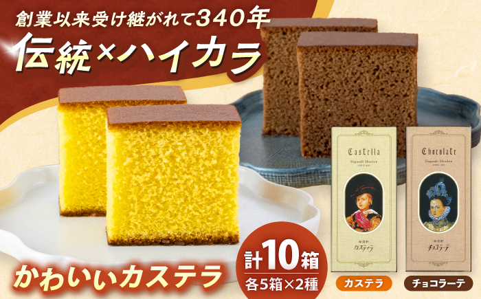 松翁軒「かわいいカステラ」 0.3号(5切入) 10箱詰合せ カステラ・チョコラーテ / カステラ かすてら チョコ ちょこ チョコレート ちょこれーと チョコラーテ スイーツ 菓子 ギフト 贈答 / 諫早市 / 株式会社松翁軒 [AHCT019]