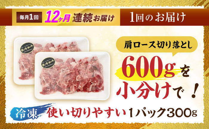 【12回定期便】長崎和牛切落し300g×2パック / 長崎和牛 切落し 和牛 国産牛 牛肉 / 諫早市 / 有限会社長崎フードサービス [AHDD008]