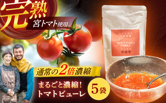 宮トマトのトマトピューレ 100g×5 / トマト ピューレ 濃縮ピューレ とまと 100％ / 諫早市 / 宮下農園 [AHCG034]