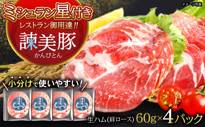 諫美豚 肩ロース生ハム 60g×4パック / 豚肉 ぶたにく ハム はむ 生ハム 肩ロース 小分け おつまみ / 諫早市 / 株式会社土井農場 [AHAD066]