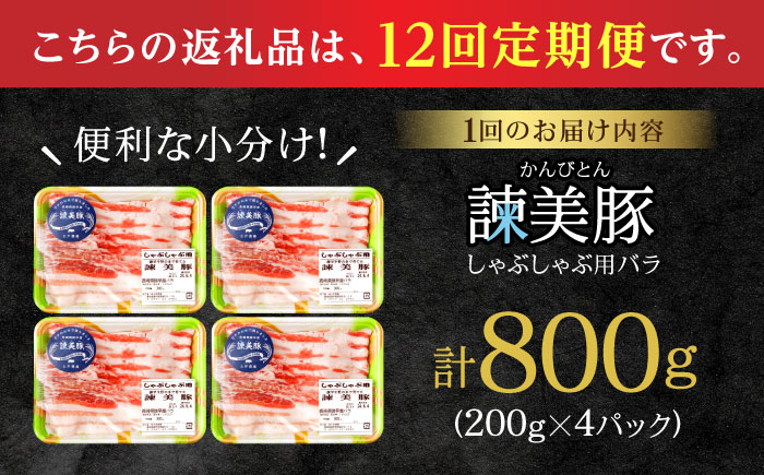 【12回定期便】諫美豚 バラ肉 しゃぶしゃぶ用 計9.6kg / 小分け 豚肉 ぶたにく バラ ばら 豚バラ しゃぶしゃぶ / 諫早市 / 株式会社土井農場 [AHAD105]