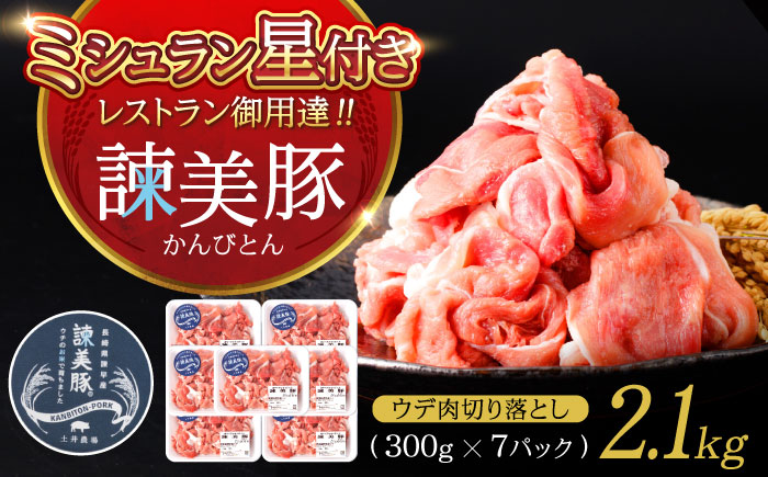 諫美豚 ウデ肉 切り落とし 2.1g（300g×7P）/ 豚肉 ぶたにく ウデ うで ウデ肉 うで肉 切り落とし 切り落し 切りおとし 小分け / 諫早市 / 株式会社土井農場 [AHAD083]