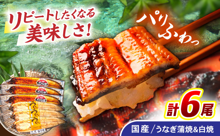 ＜諫早淡水＞うなぎ蒲焼3尾＆白焼き3尾セット / うなぎ ウナギ 鰻 蒲焼き 蒲焼 白焼き 白焼 国産 冷凍 小分け うな重 うな丼 ひつまぶし / 諫早市 / 諫早淡水株式会社 [AHAT006]