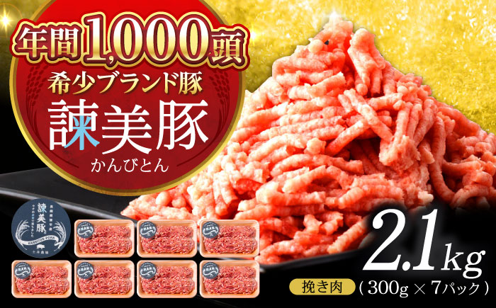 諫美豚 挽き肉 2.1kg（300g×7P）/ 豚肉 ぶたにく ミンチ みんち ひき肉 ひきにく 挽肉 挽き肉 ハンバーグ はんばーぐ / 諫早市 / 株式会社土井農場 [AHAD088]