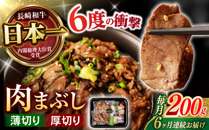 【6回定期便】 【六段階の至福体験！】長崎和牛  A5 肉まぶし 100g(50g×2)×2セット / 国産 牛肉 和牛 牛まぶし ひつまぶし / 諫早市 / 野中精肉店 [AHCW119]