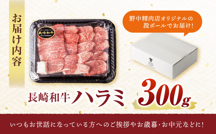 【柔らかさとコクの融合！】長崎和牛  A5 ハラミ 300g / 国産 牛肉 和牛 焼肉 はらみ / 諫早市 / 野中精肉店 [AHCW115]