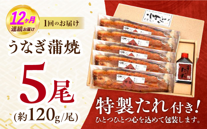 【12回定期便】『北御門』うなぎ蒲焼5尾入り / 特上 うなぎ 鰻 ウナギ 蒲焼 蒲焼き かばやき うな重 ひつまぶし 冷凍 / 諫早市 / 諫早観光物産コンベンション協会 [AHAB058]