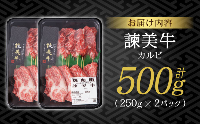 【特Aのブランド米で育てた】諫美牛 カルビ 500g(250g×2) / 牛肉 ぎゅうにく 和牛 牛 肉 国産 かるび 焼肉 やきにく / 諫早市 / 株式会社土井農場 [AHAD091]