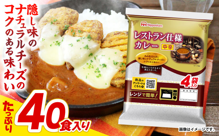 【小分け】日本ハム レストラン仕様カレー中辛10パックセット(1パック4袋入り)計40食分 / カレー かれー レトルト 牛肉 小分け / 諫早市 / 日本ハムマーケティング株式会社 [AHAL003]