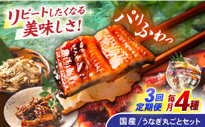 【3回定期便】【諫早淡水】うなぎまるごとセット / うなぎ 蒲焼 白焼き たれ 肝 / 諫早市 / 諫早淡水株式会社 [AHAT015]