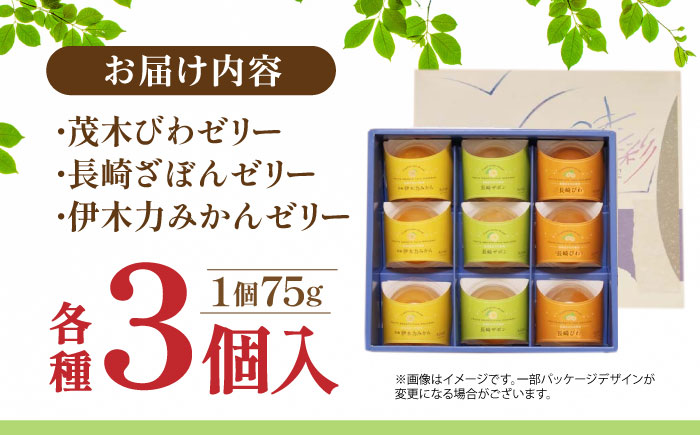 【地元素材】長崎旬彩9個入(茂木びわゼリー、長崎ザボンゼリー、伊木力みかんゼリー) / ゼリー みかん ミカン ザボン びわ / 諫早市 / 有限会社あじさい [AHAH002] 