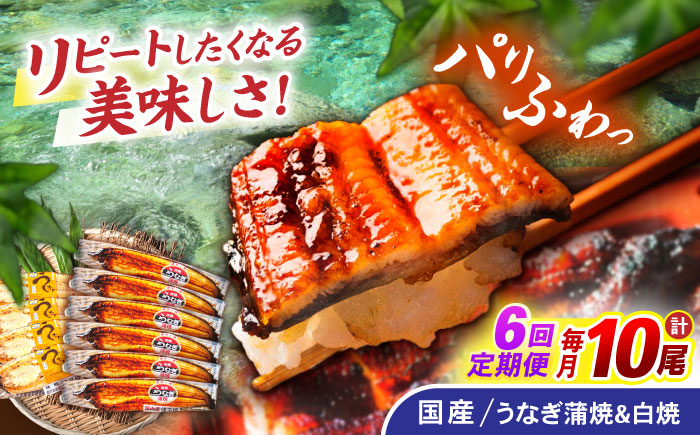 【6回定期便】【諫早淡水】うなぎ蒲焼6尾＆白焼き4尾セット / うなぎ 蒲焼 白焼き 詰め合わせ　セット / 諫早市 / 諫早淡水 [AHAT040]
