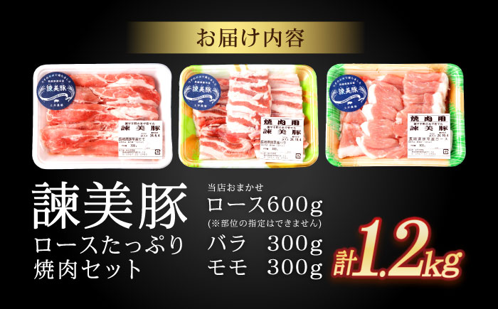 諫美豚焼肉セット計1.2kg / 豚肉 ロース バラ モモ 焼肉 小分け / 諫早市 / 株式会社土井農場 [AHAD057]