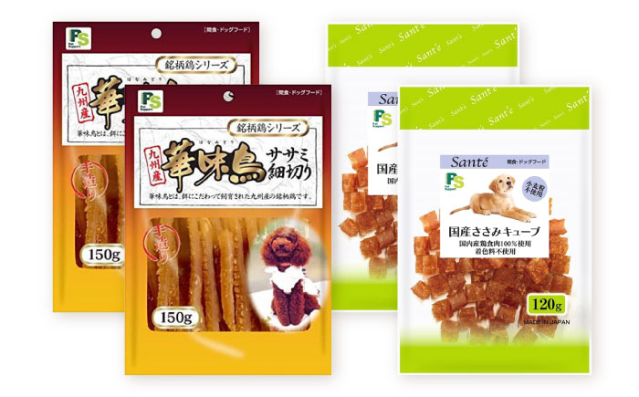 【全6回定期便】華味鳥セット ドッグフード (華味鳥ササミ細切り2袋/国産ささみキューブ2袋) / ドッグフード 犬 いぬ ドッグ おやつ ペットフード / 大村市 / サポート [ACAM050]