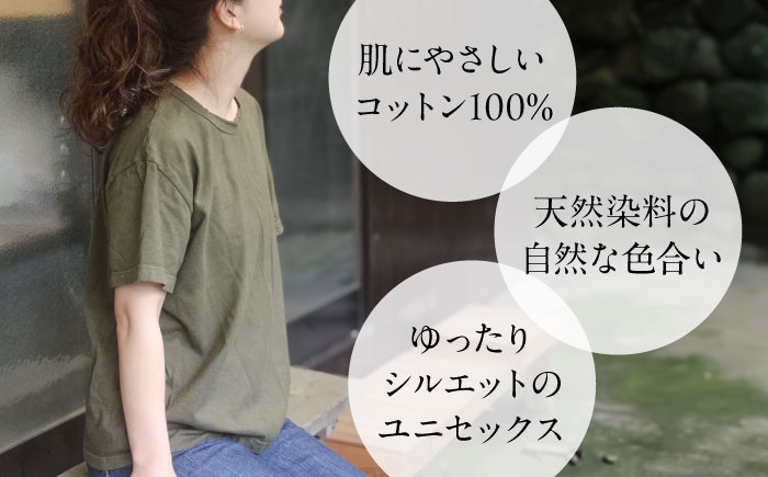 オーガニックコットン 完熟Tシャツ　【海松色】 Lサイズ / オーガニック コットン 綿100　手染め 草木染め Ｔシャツ 半袖 トップス ファッション インナー 女性用 レディース 男性用 メンズ ユニセックス 男女兼用 ギフト 贈答 プレゼント / 大村市 / ISTIST [ACZW060-3]