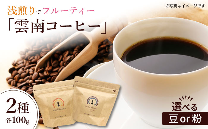 浅煎り 雲南コーヒー 2種 計200g / ピーコックコーヒー スペシャリティコーヒー 珈琲 / 大村市 / サニーサイドファクトリー [ACCK001]