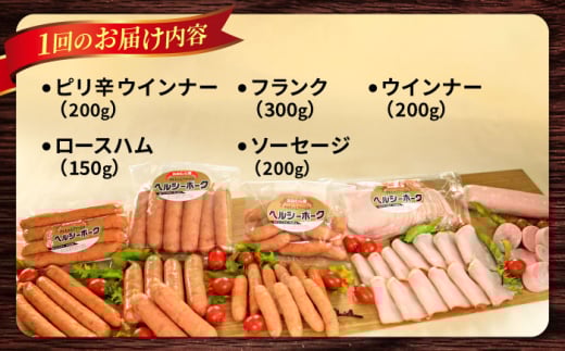 【6回定期便】ナルちゃんファーム ハムセット1.05kg sp / ウインナー ハム 食べ比べ 詰め合わせ / 大村市 / おおむら夢ファームシュシュ [ACAA348]