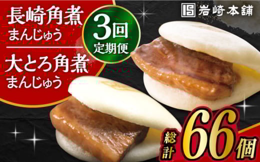 【3回定期便】長崎 角煮まんじゅう 12個 ･ 大とろ 角煮まんじゅう 10個 計22個 /角煮まん おやつ 長崎 角煮 饅頭 / 大村市 / 岩崎本舗[ACAH017]