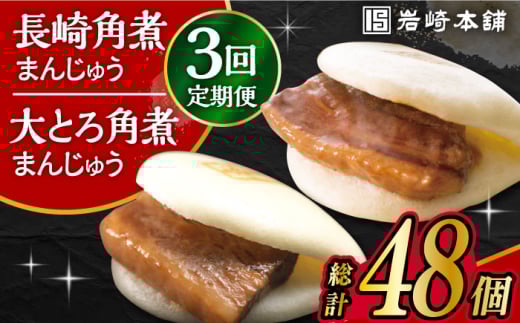 【3回定期便】長崎 角煮まんじゅう 8個・ 大とろ 角煮まんじゅう 8個 計16個セット /角煮まん おやつ 長崎 角煮 饅頭 / 大村市 / 岩崎本舗[ACAH020]
