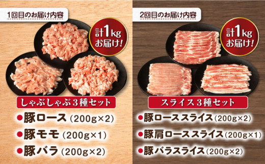 【3回定期便】ナルちゃんファーム豚肉 しゃぶしゃぶ スライス ハムセット 1kg 1.25kg / 豚肉 しゃぶしゃぶ スライス ハムセット / 大村市 / おおむら夢ファームシュシュ [ACAA345]