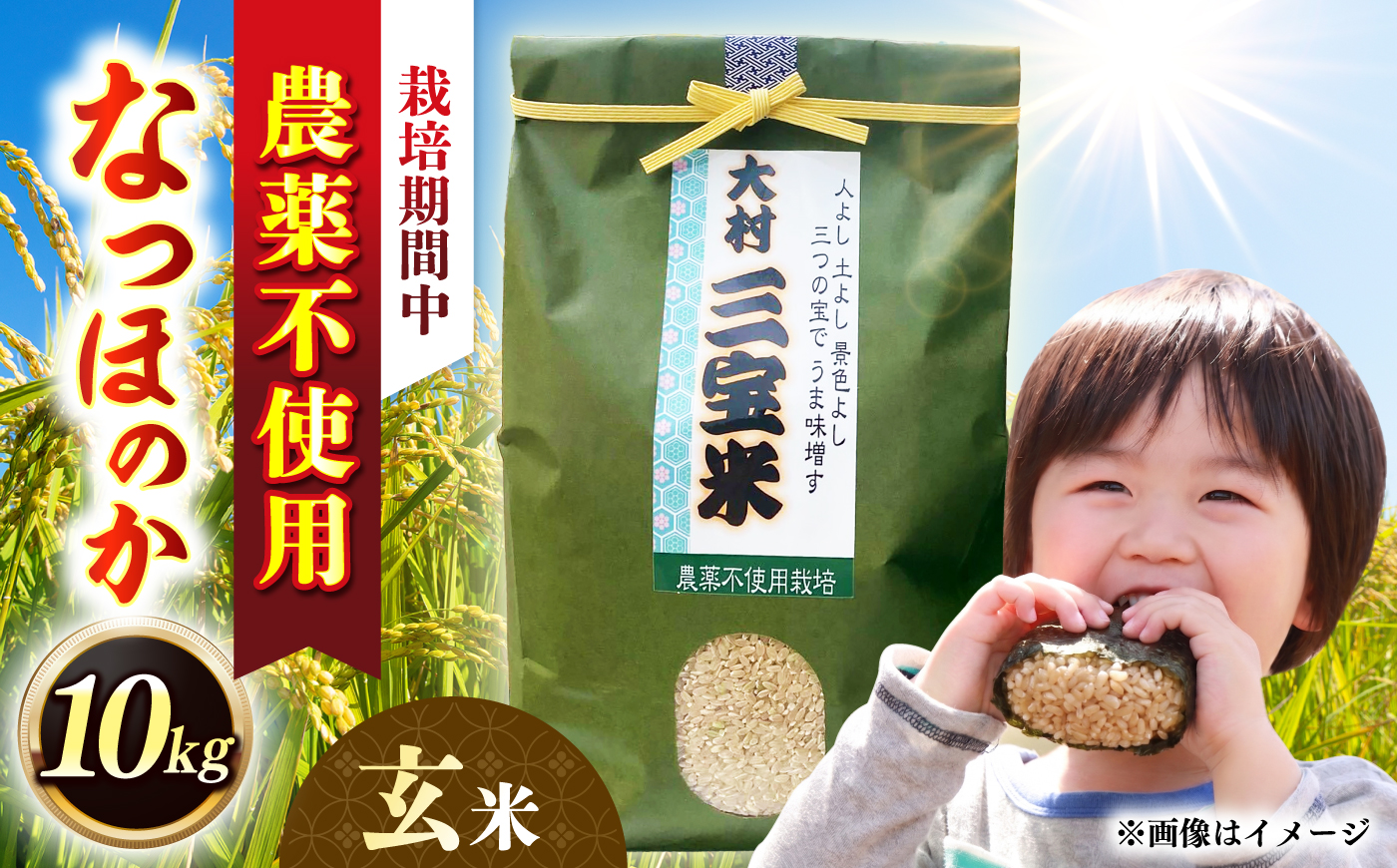 【栽培期間中農薬不使用】R8年度米 玄米 なつほのか 10kg 大村市 たぬき池自然農園/ 米 玄米 10kg [ACCJ002]
