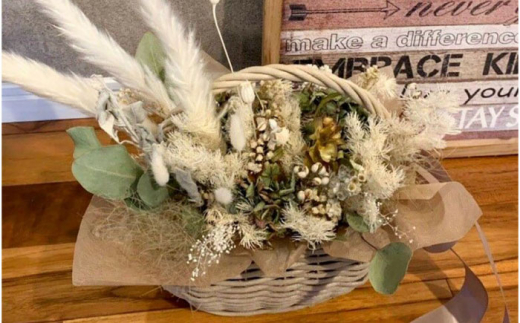 ドライフラワー ナチュラル かご アレンジ 花 インテリア   新生活 一人暮らし 引っ越し 大村市 アトリウム琴花園[ACZZ004]