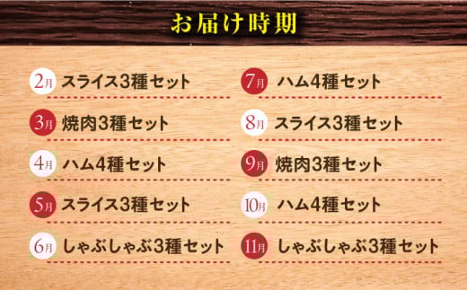 【10回定期便】ナルちゃんファーム 豚肉食べ比べコース 総量11.2kg（豚肉しゃぶしゃぶ・スライス・焼肉・とんかつ・ハムセット）/ 豚肉 ロースハム ハム はむ ウインナー ういんなー ソーセージ そーせーじ フランク 豚ロース ロース ろーす 豚モモ モモ もも 豚バラ バラ ばら 焼肉 しゃぶしゃぶ スライス 小分け 豚肉定期便 / 大村市 / おおむら夢ファームシュシ[ACAA088]