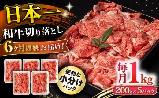 【6回定期便】長崎和牛 切り落とし 1kg/月（総計6kg） / 牛肉 切り落とし 切りおとし きりおとし すき焼き 小分け / 大村市 / おおむら夢ファームシュシュ [ACAA231]