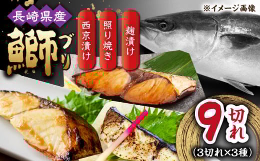 長崎県産ブリ切身 照り焼き 西京漬け 塩麹漬け 小分け 各3切れ  1パックずつ  合計9切れ / ブリ 切身 小分け 簡単調理 長崎県産 魚 / 大村市 / かとりストアー[ACAN033]