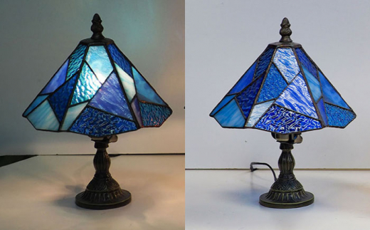 スタンド型 ランプ 「 色彩 」 青  / 照明 ライト ランプ ステンドグラス / 大村市 / ステンドグラス工房ウォークオン [ACZT012]