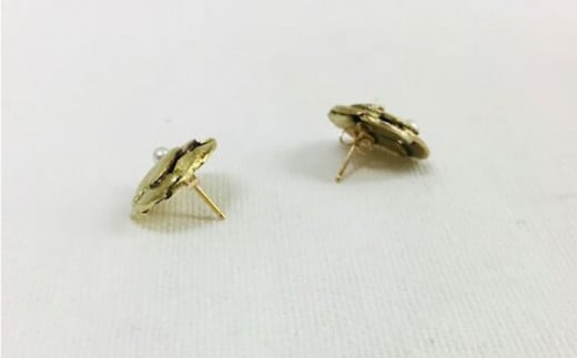 重なる葉 ピアス イヤリング 淡水 パール 大村市 Barie[ACYO001]