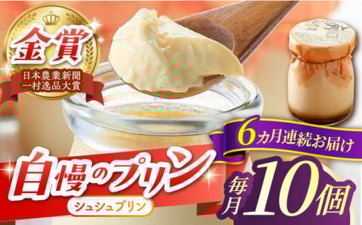 【6回定期便】シュシュプリン 10個/月（計60個）/ プリン スイーツ ミルク ジャージ―牛乳 / 大村市 / おおむら夢ファームシュシュ [ACAA309]