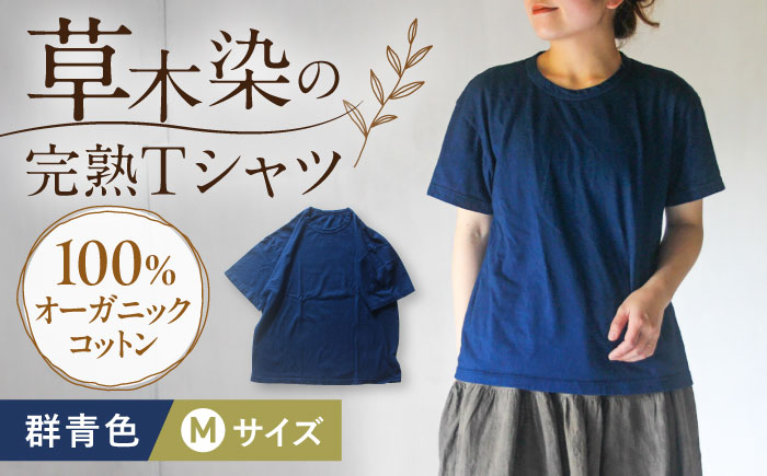 オーガニックコットン 完熟Tシャツ　【群青色】Mサイズ / オーガニック コットン 綿100　手染め 草木染め Ｔシャツ 半袖 トップス ファッション インナー 女性用 レディース 男性用 メンズ ユニセックス 男女兼用 ギフト 贈答 プレゼント / 大村市 / ISTIST [ACZW056-2]
