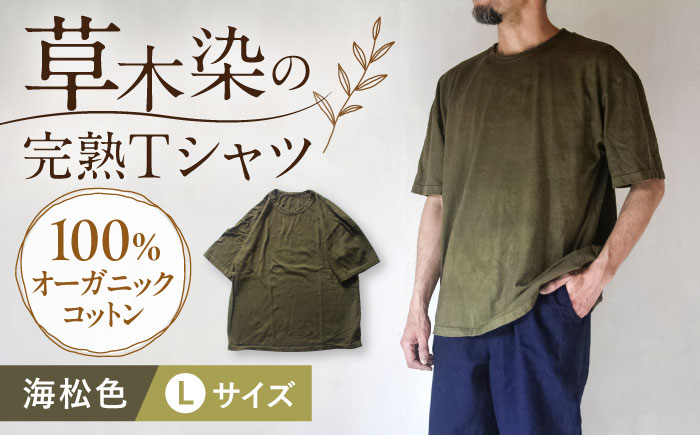 オーガニックコットン 完熟Tシャツ　【海松色】 Lサイズ / オーガニック コットン 綿100　手染め 草木染め Ｔシャツ 半袖 トップス ファッション インナー 女性用 レディース 男性用 メンズ ユニセックス 男女兼用 ギフト 贈答 プレゼント / 大村市 / ISTIST [ACZW060-3]