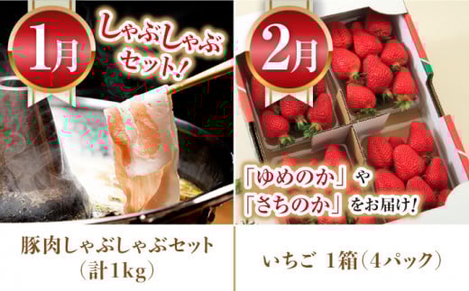 【12回定期便】豚肉＆旬の農産物 ブルーベリーコース（ 豚肉 いちご ハムセット 野菜 果物 ブルーベリー みかん お米 ）/ 便利な定期便 バラエティ定期便 バラエティ / 大村市 / おおむら夢ファームシュシュ[ACAA124]