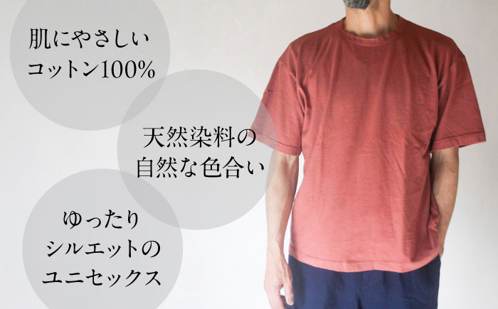 オーガニックコットン 完熟Tシャツ　【小豆色】Sサイズ / オーガニック コットン 綿100　手染め 草木染め Ｔシャツ 半袖 トップス ファッション インナー 女性用 レディース 男性用 メンズ ユニセックス 男女兼用 ギフト 贈答 プレゼント / 大村市 / ISTIST [ACZW057-1]