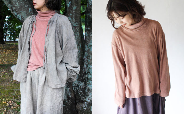 soi pile turtle オーガニックコットン 【桜鼠色】  / 綿100　手染め 草木染め タートルネック トップス ファッション インナー レディース メンズ ユニセックス ギフト 贈答 プレゼント / 大村市 / ISTIST [ACZW067]