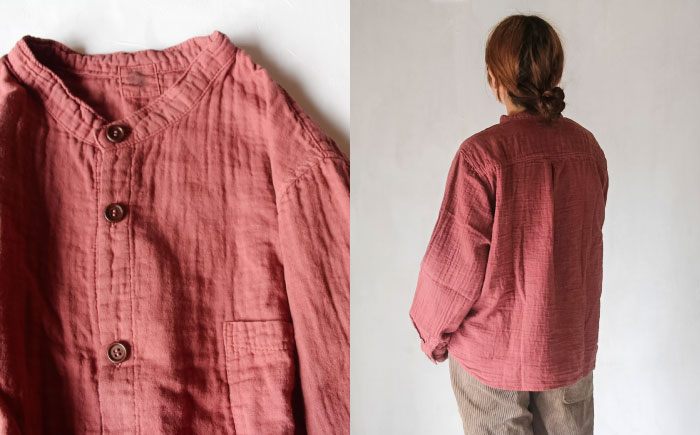 草木染 gauze shirt 小豆色（あずきいろ）Mサイズ ガーゼシャツ / シャツ 大人 洋服 ファッション ギフト 贈答 プレゼント / 大村市 / いすといすと〜天然染料染物店〜ISTIST[ACZW021]