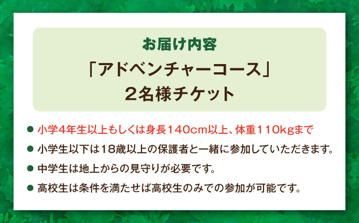 ダイナミックでスリリングな樹上体験を！ アドベンチャーコース ペアチケット (2名様) / 自然 アウトドア アクティビティ 体験 / 大村市 / フォレストアドベンチャー [ACCH002]
