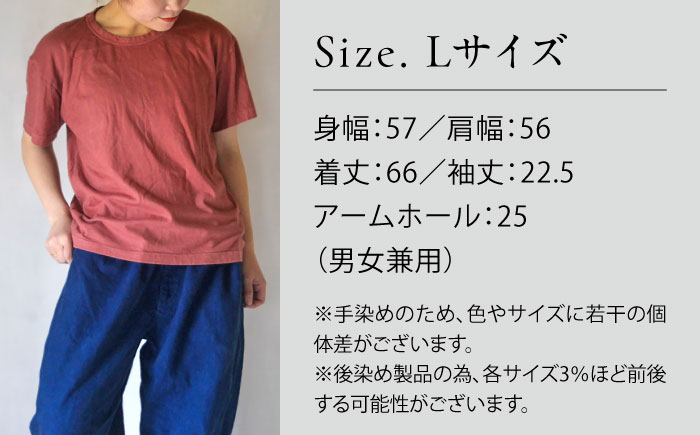オーガニックコットン 完熟Tシャツ　【小豆色】Lサイズ / オーガニック コットン 綿100　手染め 草木染め Ｔシャツ 半袖 トップス ファッション インナー 女性用 レディース 男性用 メンズ ユニセックス 男女兼用 ギフト 贈答 プレゼント / 大村市 / ISTIST [ACZW057-3]