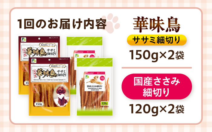 【全12回定期便】華味鳥セット ドッグフード (華味鳥ササミ細切り2袋/国産ささみ細切り2袋) / ドッグフード 犬 いぬ ドッグ おやつ ペットフード / 大村市 / サポート [ACAM048]