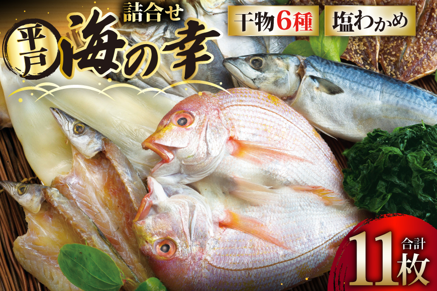干物 平戸 豪華 6種 詰合せ ＆ 天然 塩わかめ セット 計11枚 食べ比べ [一山水産 長崎県 平戸市 hr42bgy400121] あじ アジ さば サバ いか イカ タイ 鯛 ワカメ 国産 おかず