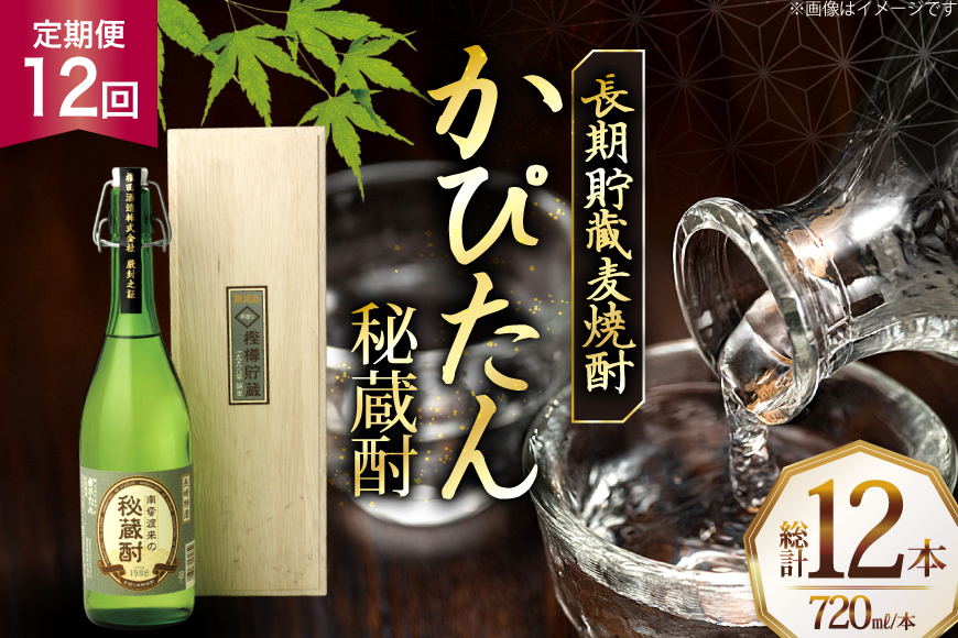 酒 焼酎 かぴたん 720ml 1本 12回 定期便 [福田酒造 長崎県 平戸市 hr42bgy410108] お酒 麦焼酎 長期貯蔵