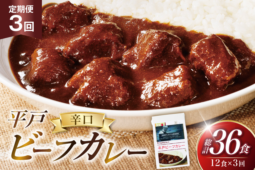 カレー セット 平戸 ビーフ カレー 12食 セット 辛口 3回 定期便 [カレー工房NVfoods 長崎県 平戸市 hr42bgy400045] カレー スパイス レトルト セット