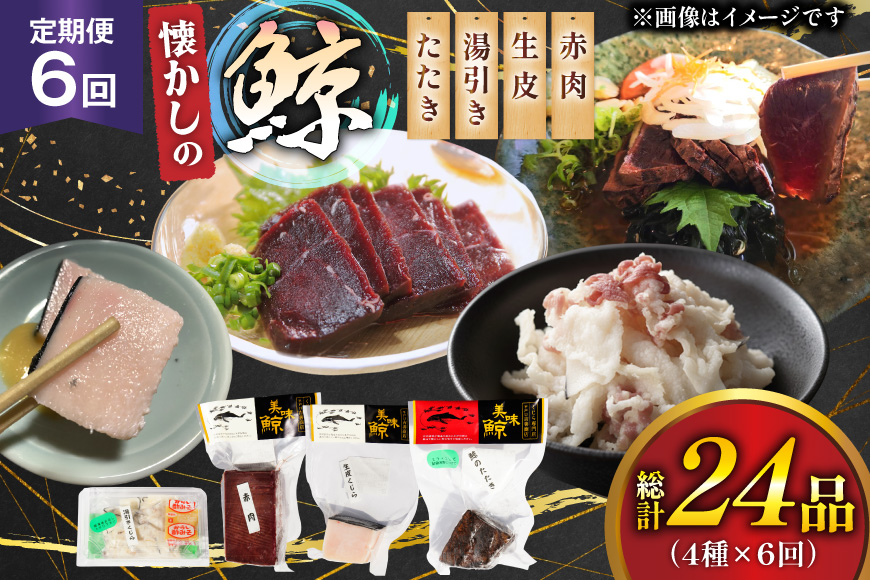 鯨肉 6回定期便 懐かしの 鯨 4種 食べ比べセット  [平戸口吉善商店 長崎県 平戸市 hr42bgy390048] 刺身 刺し身 お刺身 タタキ クジラ くじら クジラ肉 鯨刺身 赤身 湯引き 生皮 定期 珍味