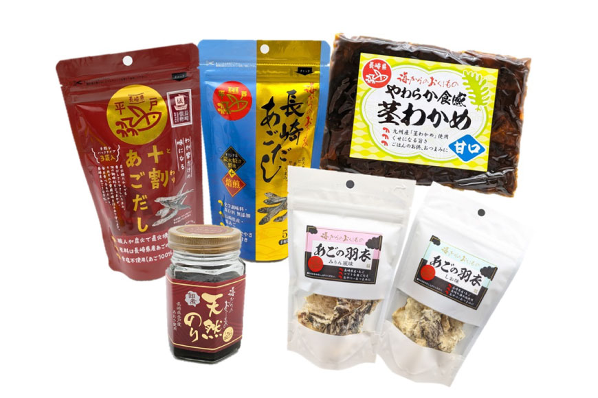 あご だし 無添加 平戸 うまかもん 6種 セット 12回 定期便 [海産物のわたなべ 長崎県 平戸市 hr42bgy390066] アゴ あご 飛魚 だし 出汁 おかず おつまみ のり わかめ セット