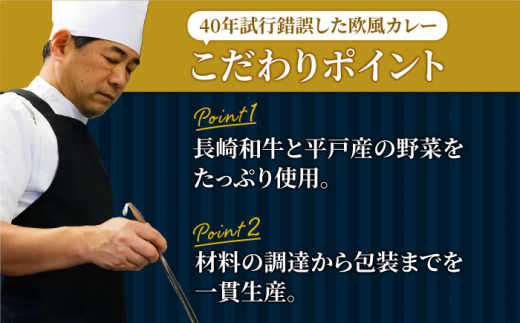 【3回定期便】辛口 平戸ビーフカレー 10食【カレー工房　NVfoods】[KAB193]/ 長崎 平戸 惣菜 レトルト ビーフ カレー 長崎和牛 野菜 一人暮らし 防災 定期便