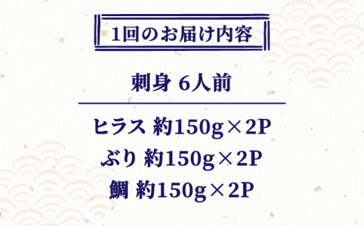 【3回定期便】鮮魚 6人前 詰め合わせ 900g【百旬館】[KAK038]/ 長崎 平戸 魚介類 魚 刺身 ブロック ヒラス ひらす ブリ ぶり 鯛 タイ たい 急速冷凍 真空 パック定期便