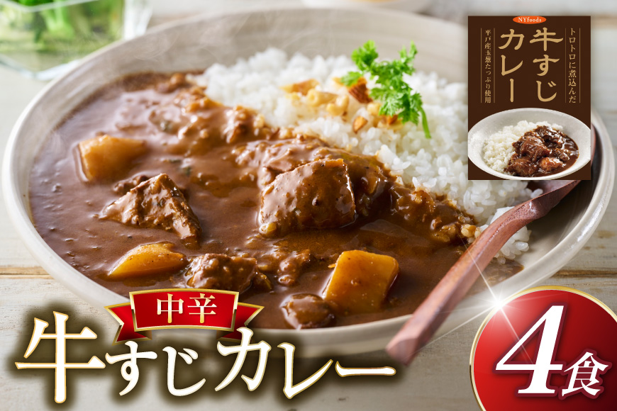 カレー セット 牛 すじ カレー 4食 セット 中辛 [カレー工房NVfoods 長崎県 平戸市 hr42bgy400034] カレー スパイス レトルト セット