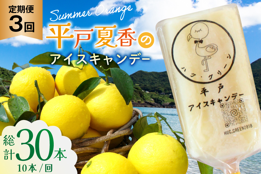 アイスキャンディー ギフト シャーベット オレンジ アイス 3回 定期便 平戸夏香のアイスキャンデー 総計30本  10本/回 [ハレルヤ合同会社 長崎県 平戸市 hr42bgy400141] スイーツ みかん ミカン 蜜柑 お取り寄せ お礼 プレゼント